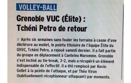 Elite M : Article Dauphiné Libéré 03/12/15