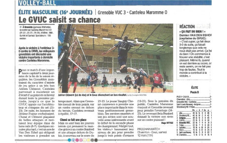 Elite M : Article Dauphiné Libéré 07/03/16 par Hugo VITTOZ