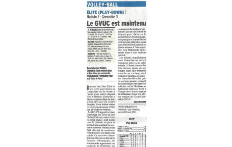 Elite M : Article Dauphiné Libéré 18/04/16