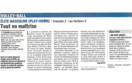 Elite M : Article Dauphiné Libéré 25/04/16